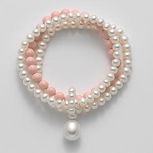 Bracciale Perle Bianche e Corallo Rosa