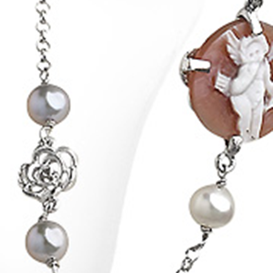 Collana argento perle e zirconi