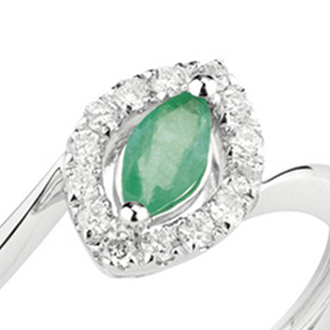 Anello Charleston diamanti e smeraldo