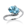 Anello Oro Bianco con Diamanti e Acquamarina - Gemoro - immagine 2