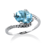 Anello Oro Bianco con Diamanti e Acquamarina - Gemoro - immagine 3