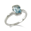 Anello in Oro Bianco con Diamanti e Acquamarina - Gemoro - immagine 3
