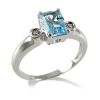 Anello in Oro Bianco con Diamanti e Acquamarina - Gemoro - immagine 3