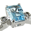Anello in Oro Bianco con Diamanti e Acquamarina - Gemoro - immagine 2