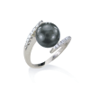 Anello in Oro Bianco con Diamanti e Perla - Gemoro - immagine 3