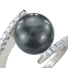 Anello in Oro Bianco con Diamanti e Perla - Gemoro - immagine 2