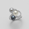 Anello oro bianco tre perle- Mikiko - immagine 3