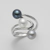 Anello oro bianco tre perle- Mikiko - immagine 3