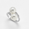Anello oro bianco due perle- Mikiko - immagine 3