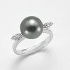 Anello oro bianco e perla grigia- Mikiko - immagine 3