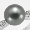 Anello oro bianco e perla grigia- Mikiko - immagine 2