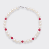 Bracciale di Perle Bianche con Corallo Rosso - Mikiko - immagine 3