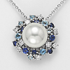 Collana una perla zaffiri e topazi- Mikiko - immagine 2