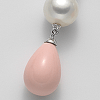 Orecchini di Perle Bianche con Goccia Pasta di Corallo Rosa - Mikiko - immagine 2